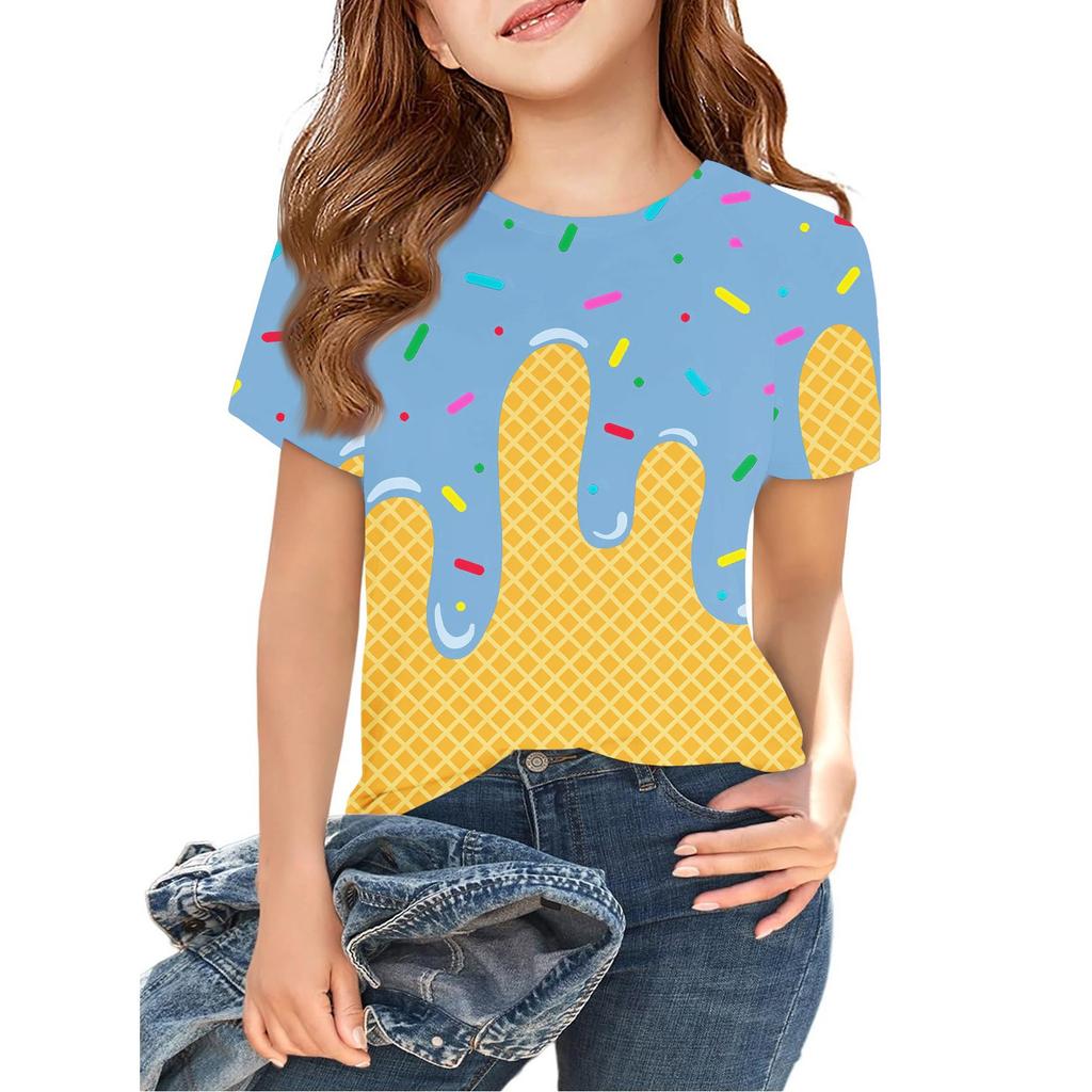 Toddler Girl Boy T-Shirts Kids Top Boys And Girls Printed Short Sleeved T-shirt 2-12Y