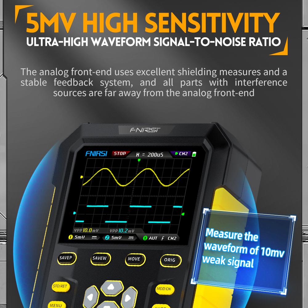 Ручной флуоресцентный цифровой осциллограф, двухканальный портативный осциллограф 2 в 1, сигнал 20 м