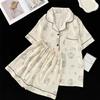 Summer Soft Cotton Women Pajamas Set Button Down Top Shorts 2 Pieces Sleepwear Nightwear Cute Loungewear for Women Korean