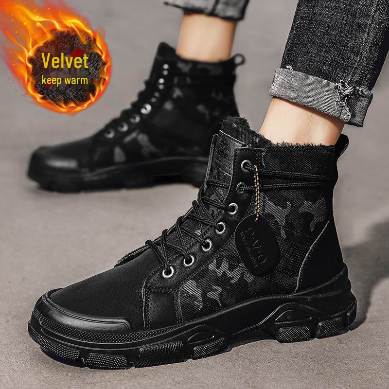 Новые популярные мужские зимние хлопковые ботинки, модные камуфляжные ботинки Martin. Теплая и повседневная модель, идеально подходящая для использования в пустыне или в военных целях.