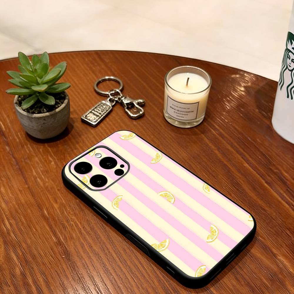 Чехол для телефона с рисунком "Лимонная прохлада в полоску" для iPhone 17, 16, 15, 14, 13, 12, 11 Plus, Pro Max, Других моделей. Силиконовый мягкий черный чехол
