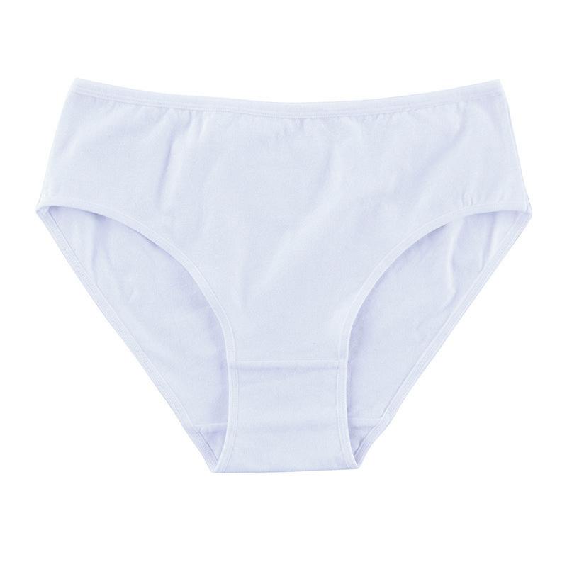 Women's Solid Color Cotton Mid-high Waist Briefs Elastic Waistband Unrestrained Perfect Hip Wrap Charming Panties