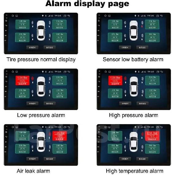 Беспроводная система мониторинга давления в шинах TPMS с USB для Android, сигнализация, свободная смена положения шин с 4 внешними датчиками