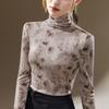 Turtleneck Bottoming Shirt Women's New Women's Clothing, Foreign Style Printing, Long-sleeved Polished T-shirt, Waist Top