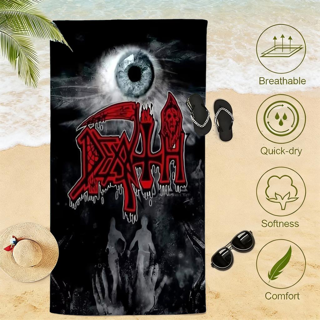 1 шт. Полотенце для пляжа D-Death Band с гигантским одинарным глазным яблоком, из микрофибры, быстросохнущее, в стиле олдскульного дэт-метала, для бассейна, пляжа, путешествий