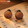 French Temperament Electroplating Hollow Ball Earrings, Earrings, High-end Stud Earrings, Jewelry Accessories, Retro Diamond-set Geometric Atmosphere