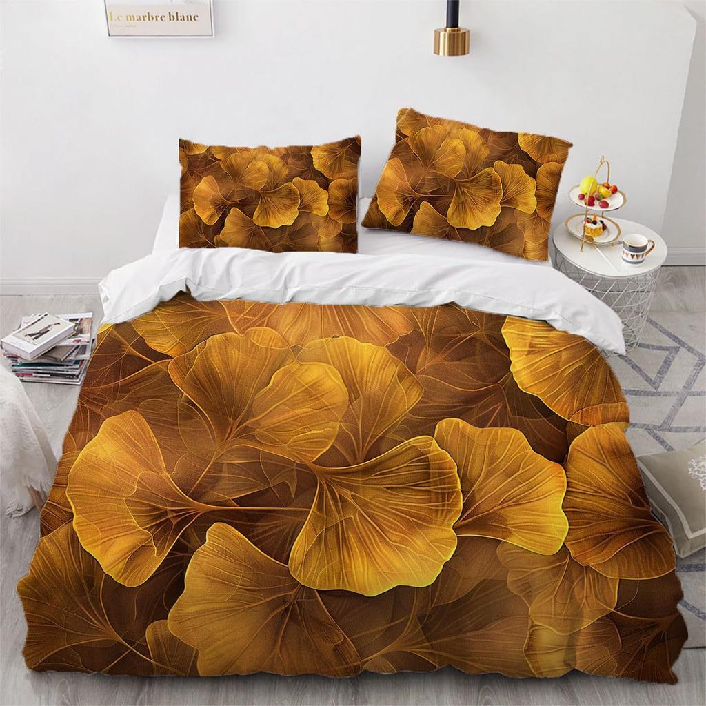 Ginkgo biloba 3D high definition digital printing duvet cover set soft and comfortable bedding