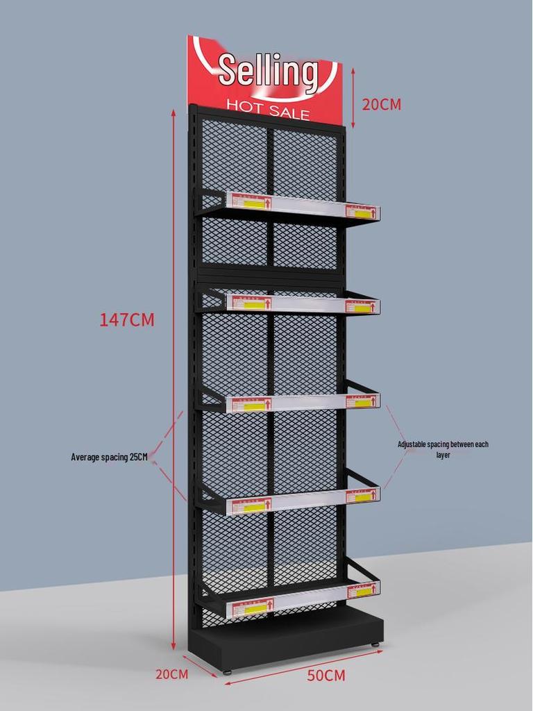 Compact Snack & Gum Display Rack with Multi-Layer Hooks for Supermarkets