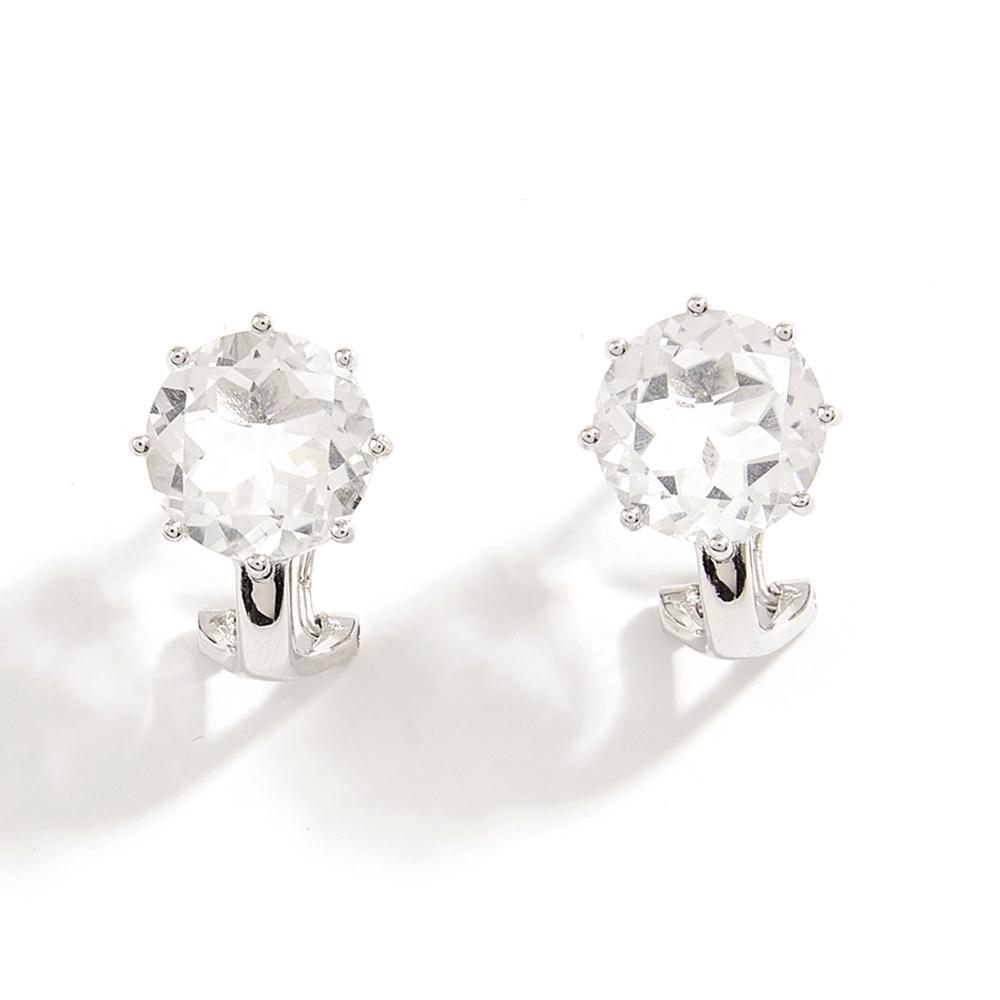 Простые модные серьги круглого дизайна с натуральным белым кварцем, новые женские ювелирные изделия из стерлингового серебра 925 пробы, повседневная одежда, подарок