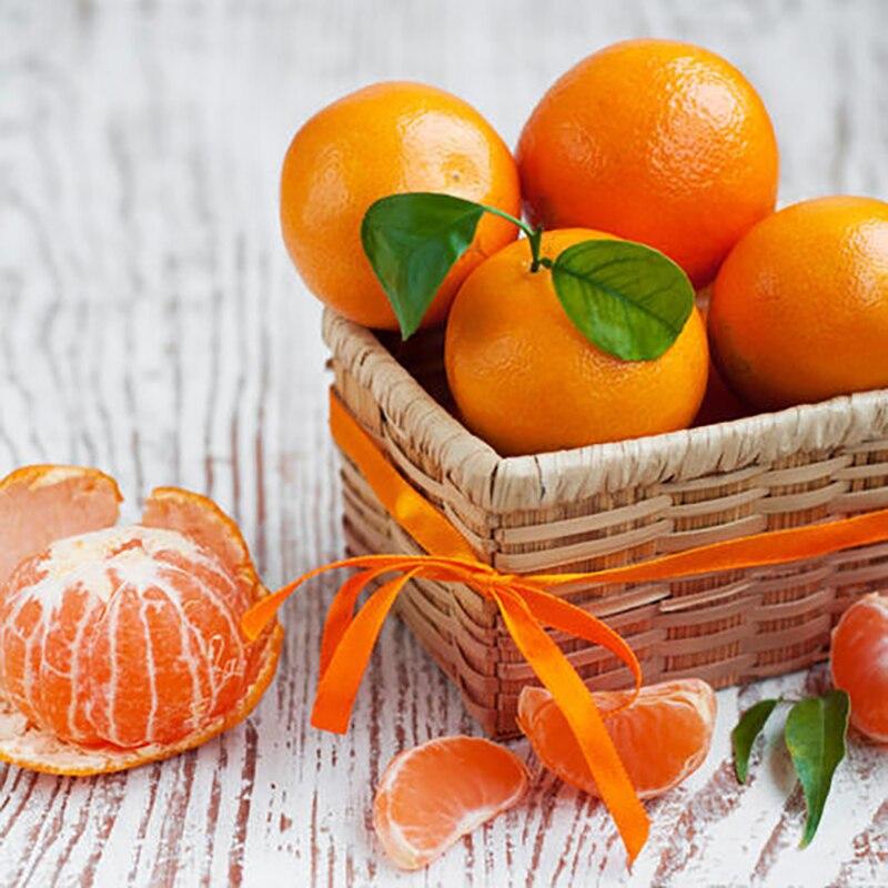 5D DIY Алмазная вышивка Фрукты Апельсин Вишня Пейзаж Алмазная картина Пейзаж Полный круглый Стразы Декор для кухни