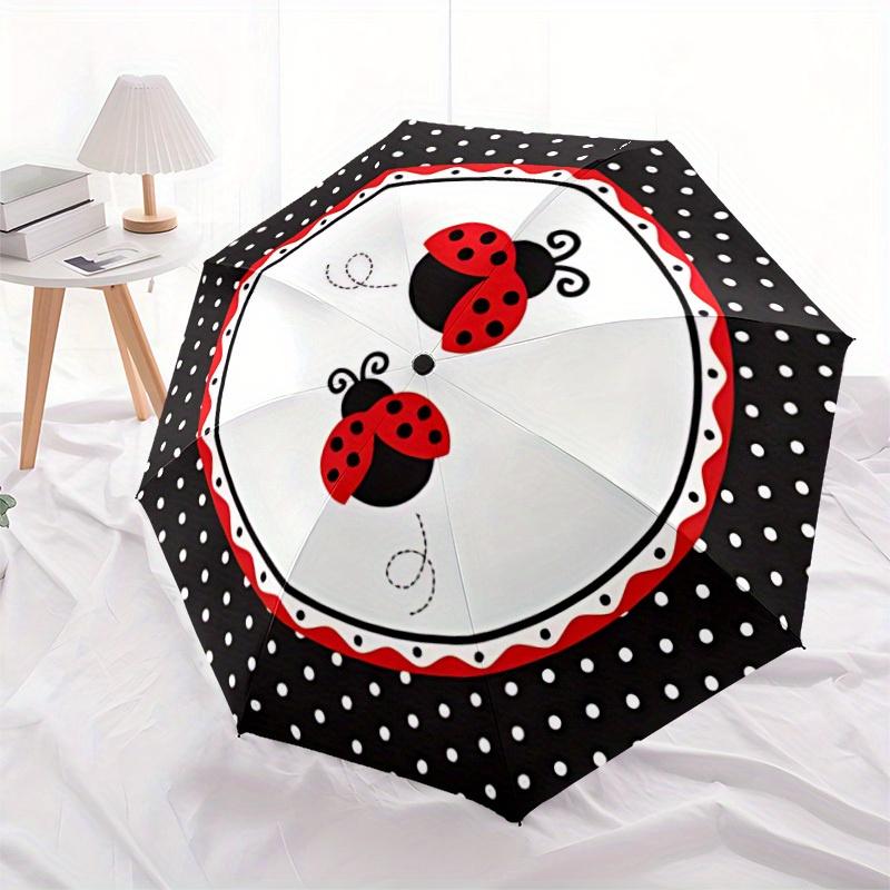 1pc Ladybug PolkaDot Auto Open/close, All-Season Portable Folding Umbrella for Women & Men, Travel, Everyday, Formal Events - Compact Luxury Parasol,
