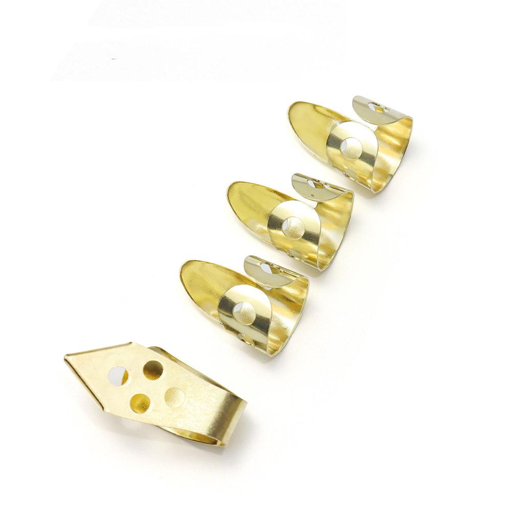 4Pcs Metal Fingerpicks Open Design Index Finger Picks Adjustable Finger Picks with Holes Thumb Plectrum for Banjo Guzheng