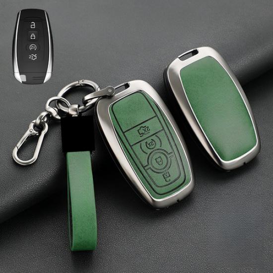 Zinc Alloy Leather Car Key Fob Case Cover For Lincoln Navigator Continental MKZ