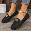 Large Size Flat Bottom Shallow Mouth Metal Fashion Single Shoes Spring Round Head Comfortable Casual Women