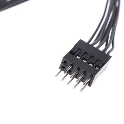 Кабель USB для материнской платы, удлинительный кабель для USB-разъема 9-контактный, 1 гнездо на 2 штекера, Y-образный разветвитель, черный