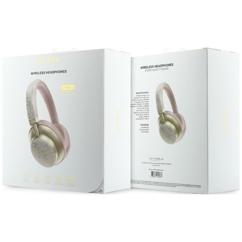 Guess Bluetooth ENC 4G Gold Script Metal Pink Over-Ear Headphones