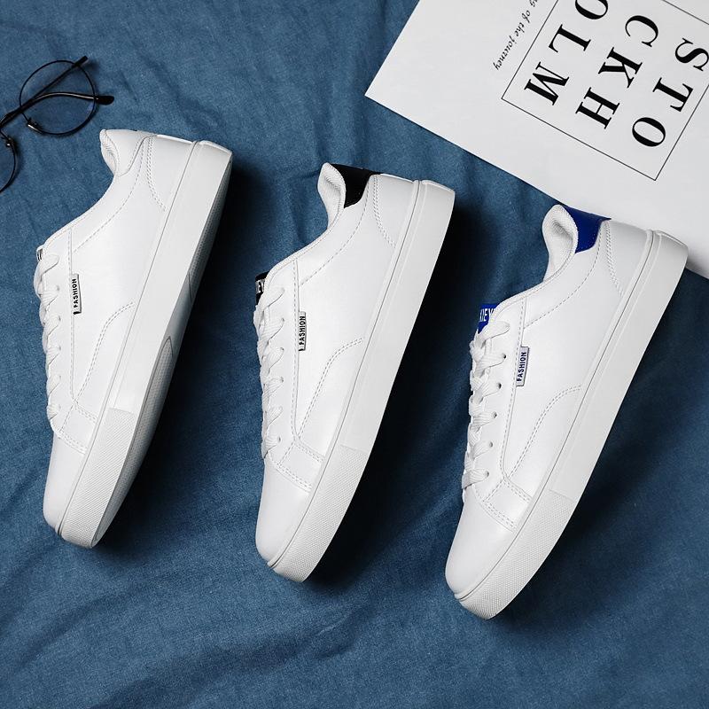 Белые туфли Мужские кожаные кроссовки Мальчики Повседневная дешевая обувь Весенние подиумные вулканизированные туфли Мужские кроссовки
