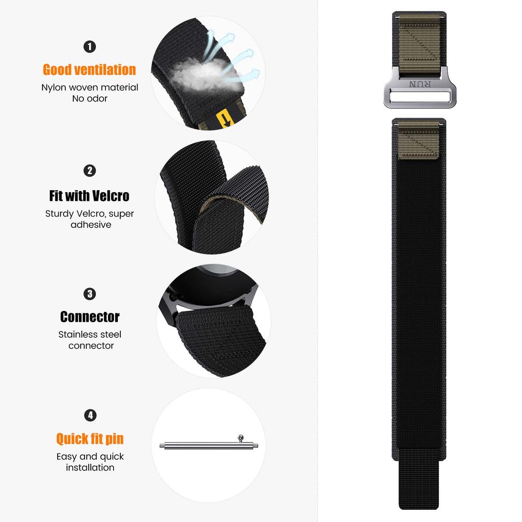 Нейлоновый ремешок для часов 20 мм 22 мм для Galaxy watch 6 Garmin 245 и 645, Универсальный ремешок для часов 20 мм 22 мм для HUAWEI watch4 GT4