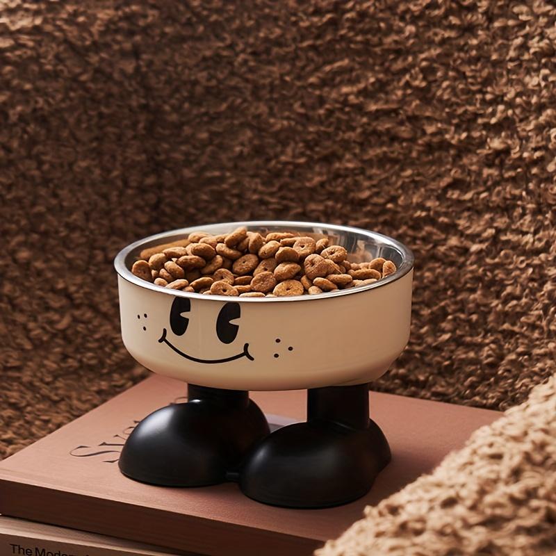 Stainless Steel Smiling Face Elevated Dog Bowl, Large-Capacity High-Legged Feeding Water Bowl