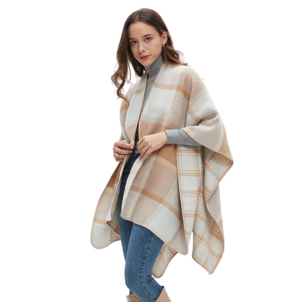 Autumn and Winter New Season Ladies Imitation Cashmere Double-sided Plaid Shawl