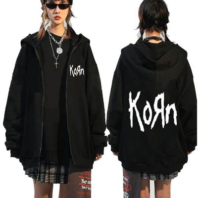 Korn Rock Band с буквенным логотипом, толстовка на молнии, мужская металлическая готическая винтажная толстовка на молнии большого размера, уличная одежда, толстовки в стиле панк, куртки