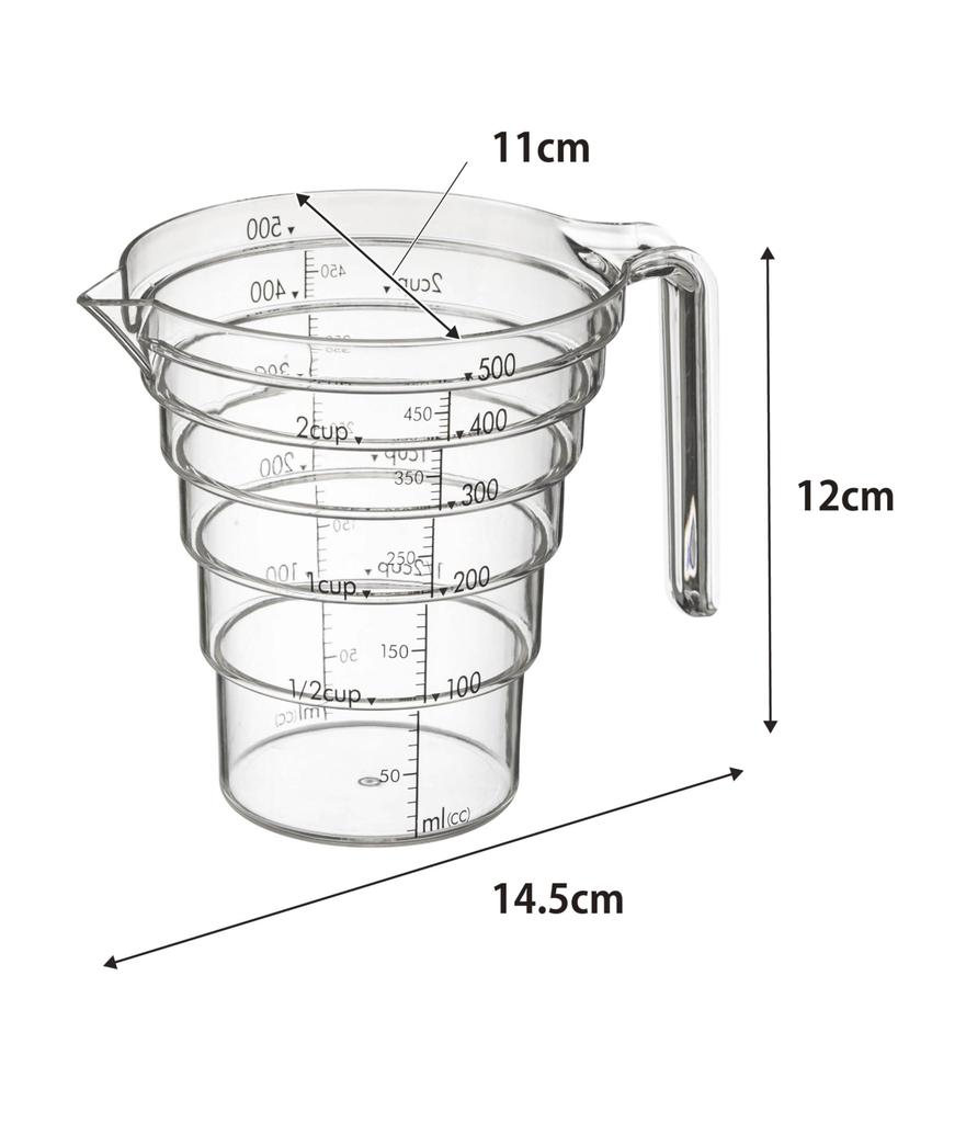 Yamazaki Industries Step by Step Measuring Cup Layer 500ML Clear 2547