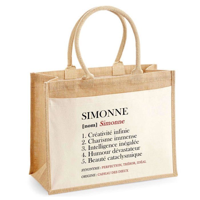 Sac de plage - PLANETEE - Jute avec poche Simonne Définition - Coton naturel - Grande contenance - Imprimé en France
