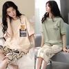 Women's Summer Short-sleeved Seven Pants Homewear Two-piece Suit