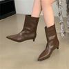 Eilyken Зимняя мода 2025 года, женские ботильоны с острым носком, женские короткие современные туфли на тонком низком каблуке для вечеринок