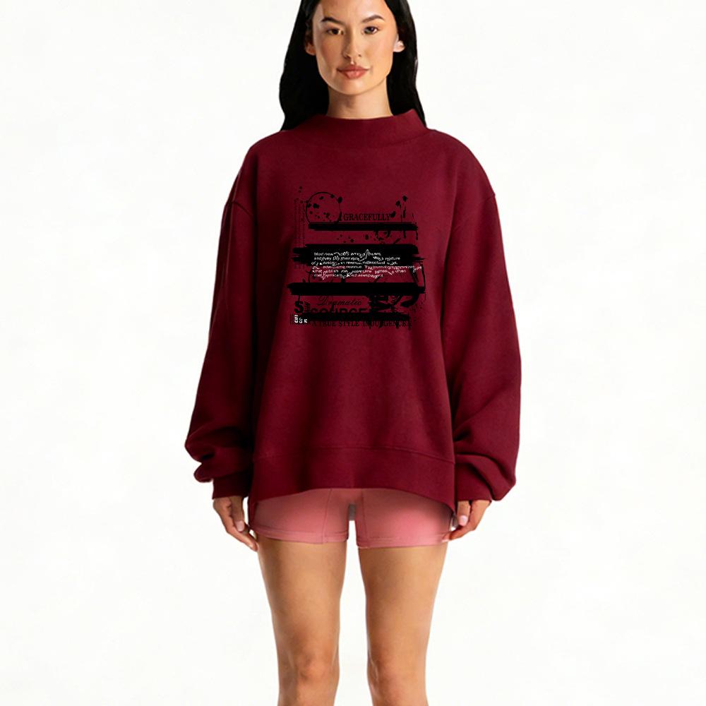 Autumn Trendy European Women's High Neck Long Sleeve Casual Hoodie