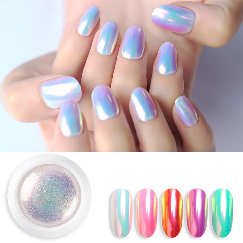 1pc Pearl Effect Nail Powders Mirror Chrome Mermaid Nails Art Powder Rainbow AB Magic Mirror Pearl Shells Powder Supplies