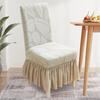Jacquard Dining Chair Cover Elastic Chair Slipcover with Long Ruffled Skirt Stretchy Chair Cover for Dining Room Wedding Banquet Decor