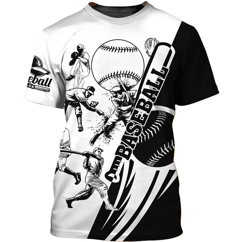 Hot Sale Baseball Pattern Printing Personality 3D Printed T-shirt Sports Softball Unisex Quick-drying Short-sleeved T Shirt Top