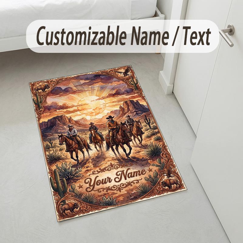 Ravens Roses Theme Soft Crystal Velvet Rug Custom Name & Text Print Non Slip Floor Rug for Bedroom Living Room