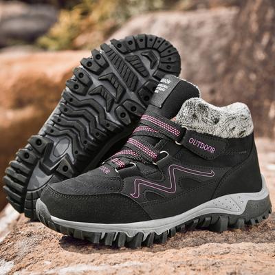 Зимняя женская хлопковая обувь 35–42 лет, противолыжные ботинки, уличные зимние ботинки большого размера на толстой подошве