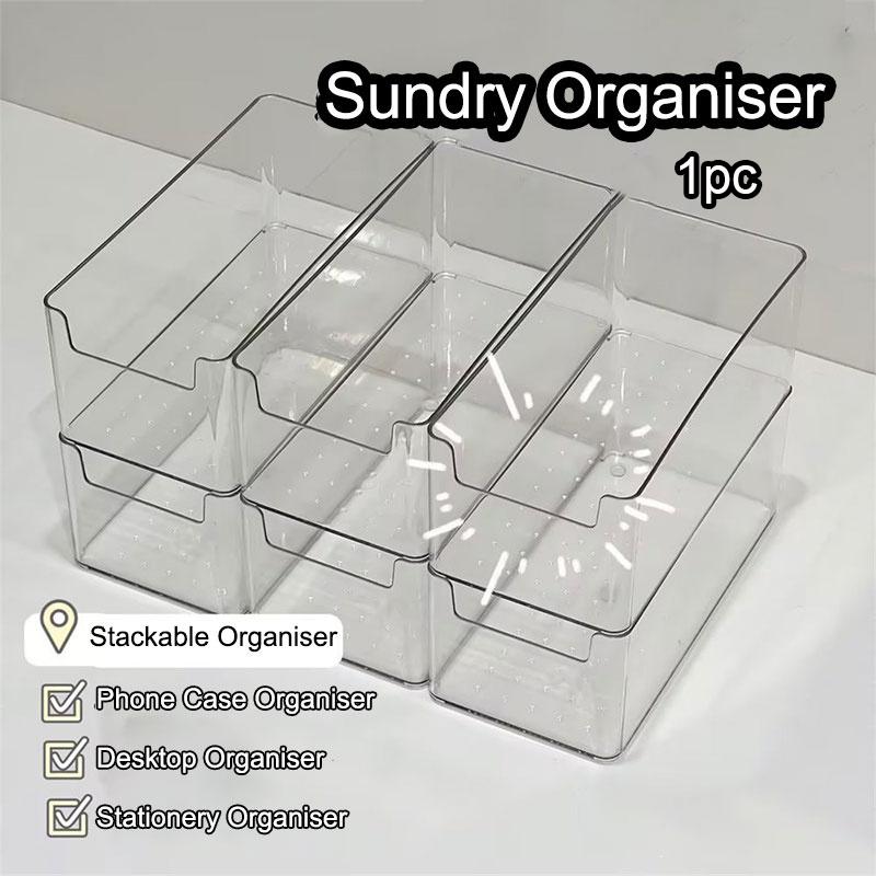Бытовая прозрачная коробка для хранения средней длины 1 шт. настольный пластиковый органайзер
