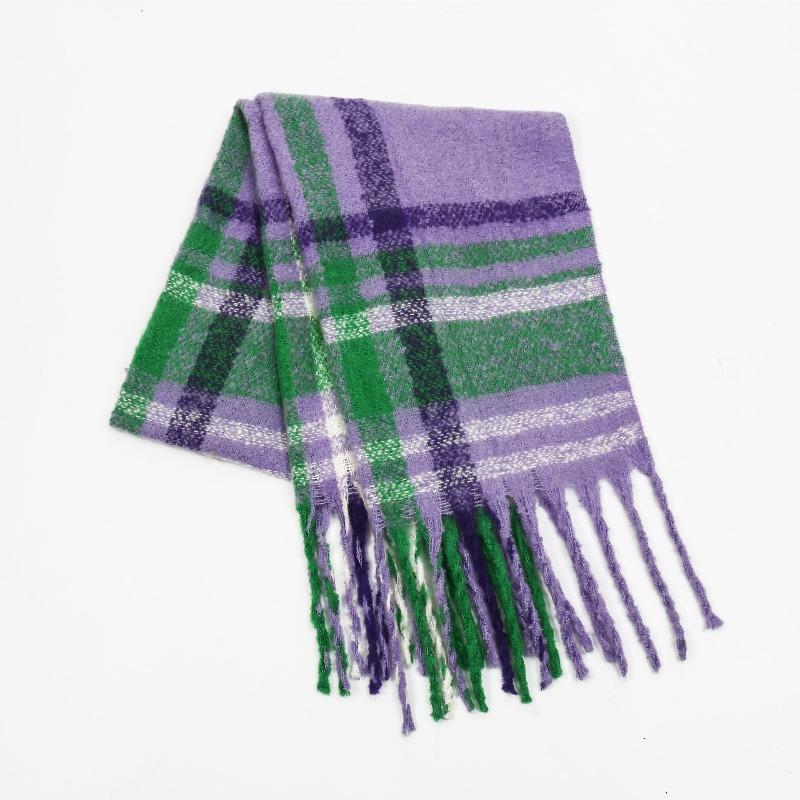 New Mohair Plaid Scarf Women's Autumn and Winter Thickened Warm Student Versatile Fringed Scarf Tide