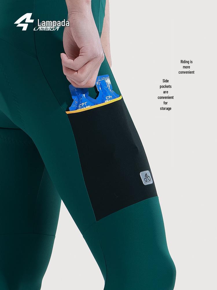 Lampada Men's Stretch Cycling Pants with Pockets: Moisture-Wicking, Quick-Drying, Color Block Design