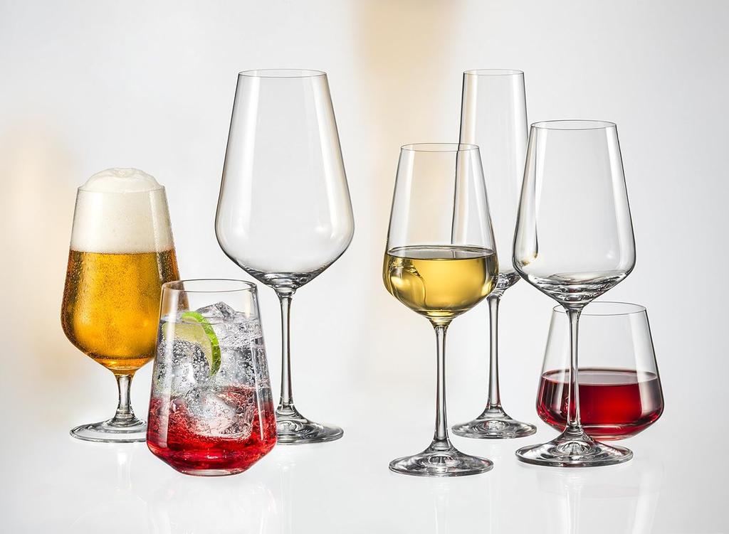 Bohemian Glass SANDRA Glass Wine Glasses, Set of 6, 350ml, Dishwasher Safe, Crystallex, 40728-350-6