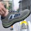 Oulylan Male Wear-resistant Breathable Safety Shoes Anti Puncture Protection Boots Outdoor Work Steel Toe Labor Footwear