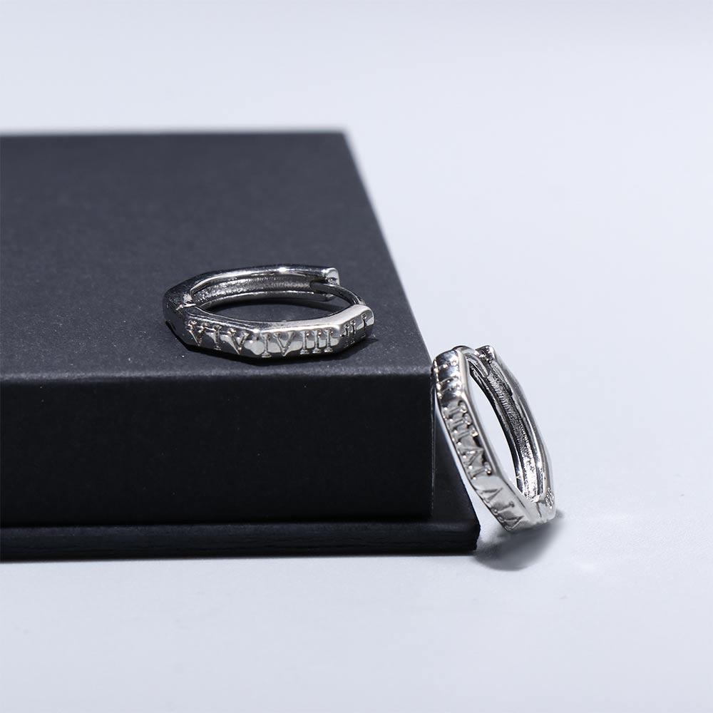 Fashion Personality Creative Silver Fashion Jewelry Man Earrings Korean Style Ear Hoops Letter