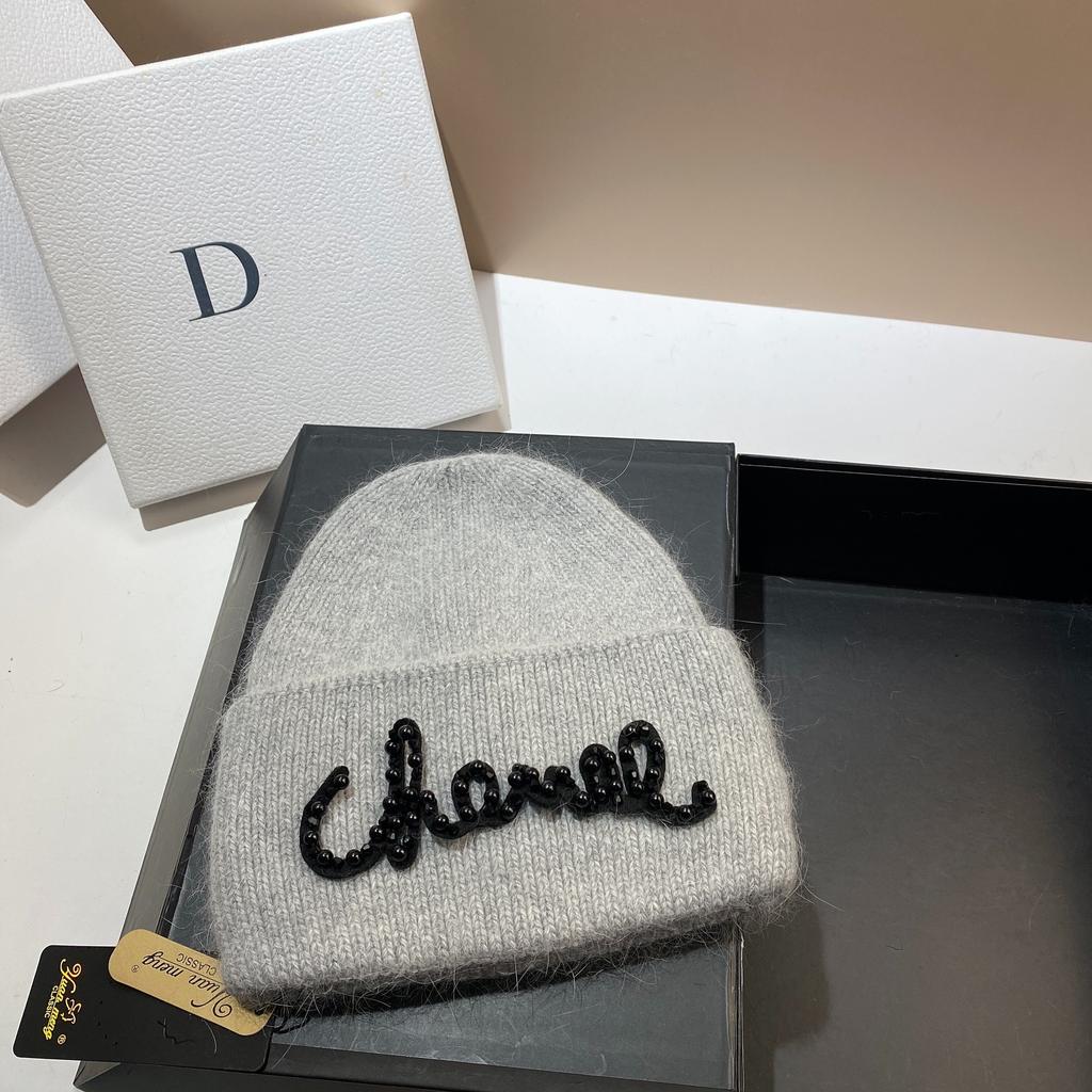 Жемчужная Шляпа Кроличий Мех Теплая Вязаная Шапка Женская Модная Зимняя Холодная Шапка Увеличить И Удлинить Двухслойные Края Шапка