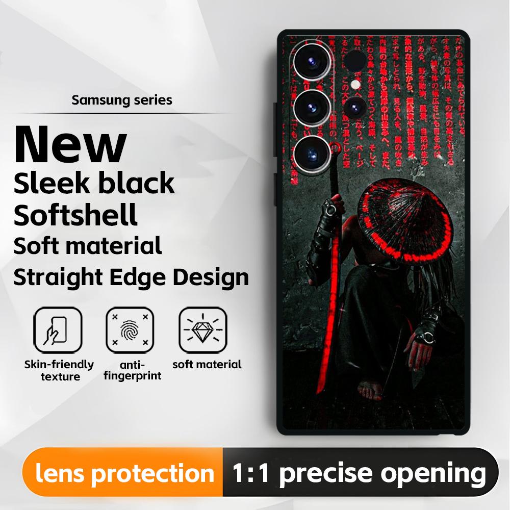 Japanese Bushido Samurai ghost Phone Case For Samsung Galaxy S25 S24 S23 S22 S21 S20 Plus Ultra Note20 Soft Black