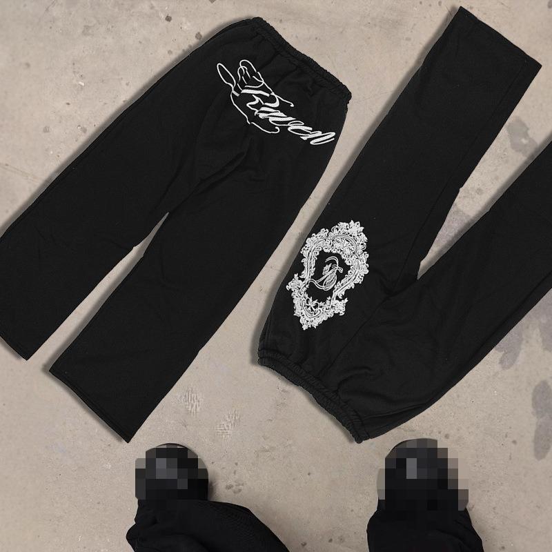 Европейские и американские Y2K хип-хоп уличные танцы повседневные эластичные темные с принтом уличные трендовые брюки