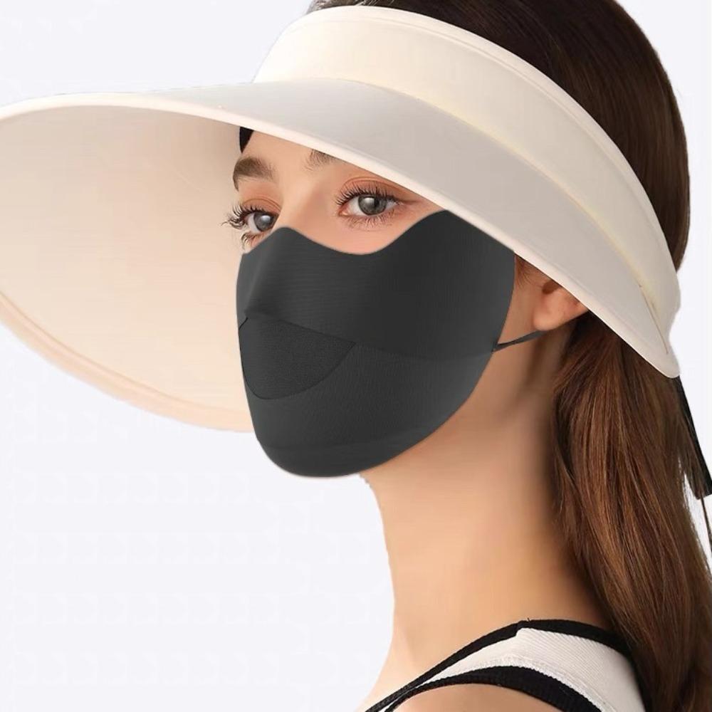 Sun Protection Ice Silk Sunscreen Mask Solid Color Thin Face Veil Cool Cycling Face Cover Outdoor
