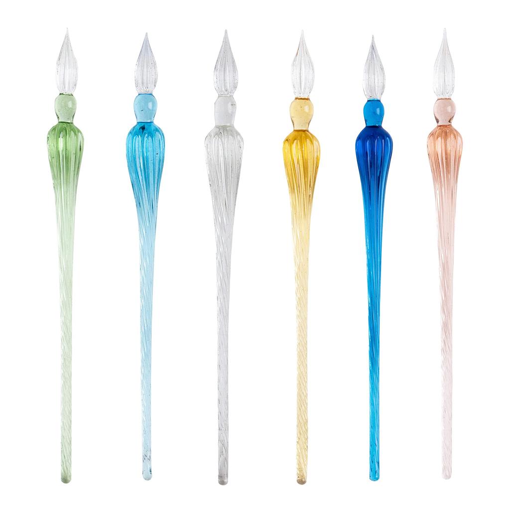 ZAIDEA Glass Pen Dip Ink Set Pen Stand Fountain Pen Blue 4-Color (Domestic Inspection)