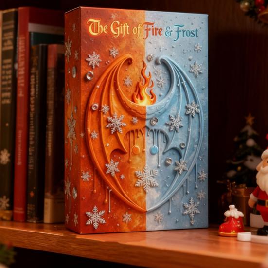 Драконий Адвент-календарь 2025 Коробка для отсчета 24 дней с акриловыми украшениями Многофункциональная в тематике викингов