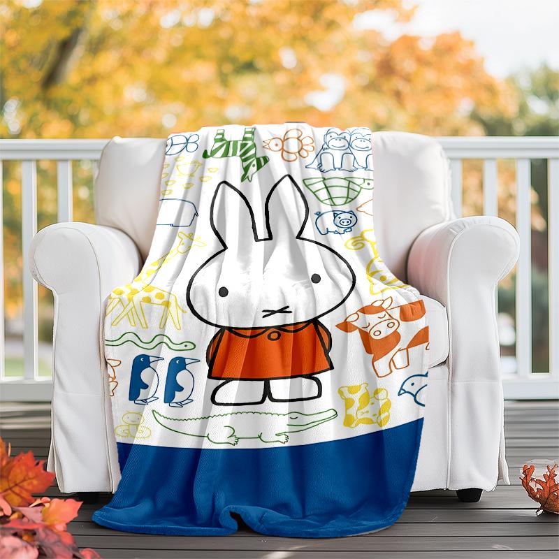 Miffy printed blanket—lightweight,soft,warm;versatile blanket all seasons—perfect as &air-conditioning throw,nap blanket