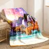 2026 New Arrivals Galloping Horses Waterfall Print Flannel Throw Blanket Contemporary Digital Printed Warm & Cozy Blanket for Boys