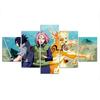 5 шт., японский детский декор в стиле аниме, холст, картина, настенный художественный постер, HD печать, домашний декор, 5 панелей, декор для комнаты, абстрактные картинки